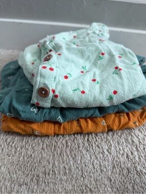 Cat & Jack Mint Cherry Print Kids Top with Teal & Mustard Accents